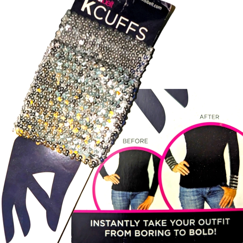 Silver SEQUIN KCuffs Accessory to POP any Outfit to a NEW LOOK Bling Sparkle NWT